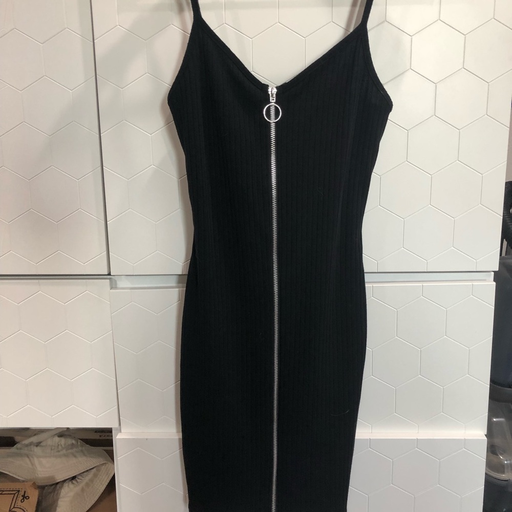 Black zip-up dress